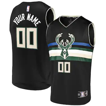 youth fanatics branded black milwaukee bucks custom fast br-360